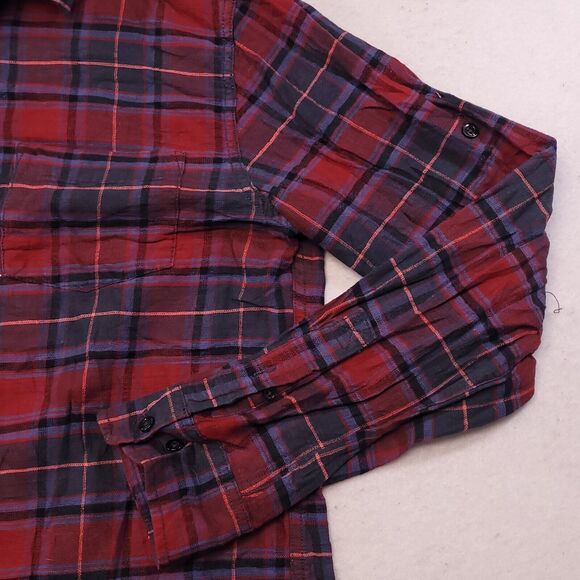 Mossimo Tartan Flannel Long Sleeve Button Up Shirt Mens Size Medium M Red Gray - Picture 5 of 10